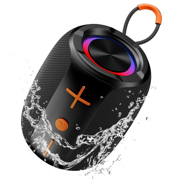 Portable Bluetooth Speaker with Lights, Powerful Crystal Clear Sound, IP67 Waterproof, All Day Playtime, AUX&TF-Card Input, Bluetooth 5.4, TWS Paring, Small Wireless Speaker for Outdoor, Gift Ideas