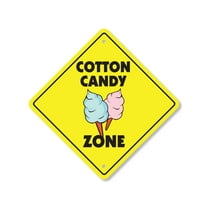 Cotton Candy Plastic Crossing Sign - 10 Inch X 10 Inch Xing Sign Gift Fair Carnival Food Snack Sweet Treat Sugar Festival Kids Fun Pink