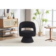 thumbnail image 3 of Swivel Accent Chair with Wooden Frame,Round Armchair with Curved Backrest in Fabric for Living Room and Bedroom,Black Teddy, 3 of 9