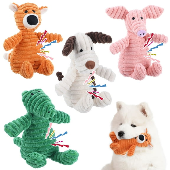 shuaien 4 Pack Squeaky Dog Toys, Stuffed Chew Crinkle Dog Toys, Tough Plush Pet Toys for Small Dog Puppy Biting Training, Teething