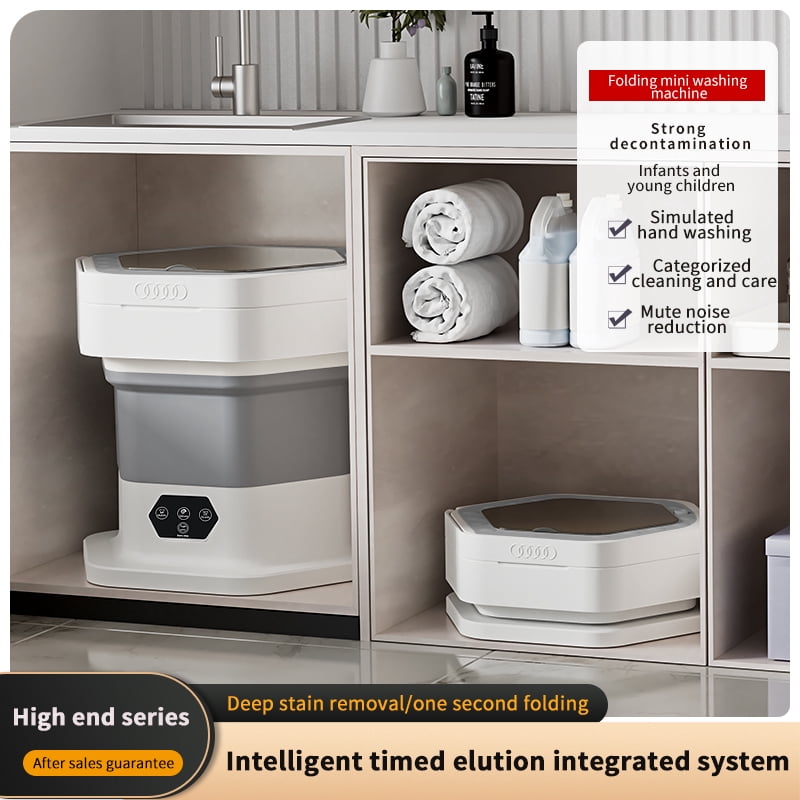 Eurhowing 8L Portable Washing Machine, 2-in-1 Mini Washer & Spin Dryer, Compact Foldable Bucket Design Laundry for Apartment, Dorm, RV, Travel, Grey