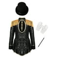 thumbnail image 4 of Ocealan Kids Girls Ringmaster Dance Dress with Drummer Hat Sequins Tailcoat Leotard Black-C 10, 4 of 6