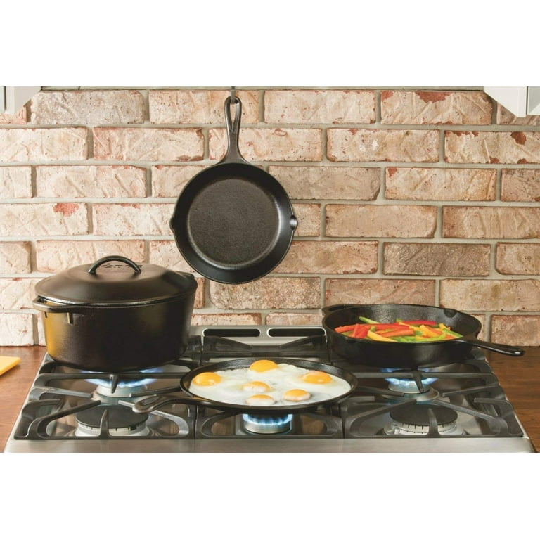Lodge Seasoned Cast Iron Cookware Set - 12 inch Cast Iron Skillet with Tempered Glass Lid and Cast Iron Care Kit