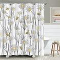 thumbnail image 3 of Daisy Shower Curtain Set Grey Flowers with Bees in Spring Blooming Bathroom Curtain Floral Fabric Curtain for Home Decor with Hooks 72"×72" Inches Yellow White, 3 of 6