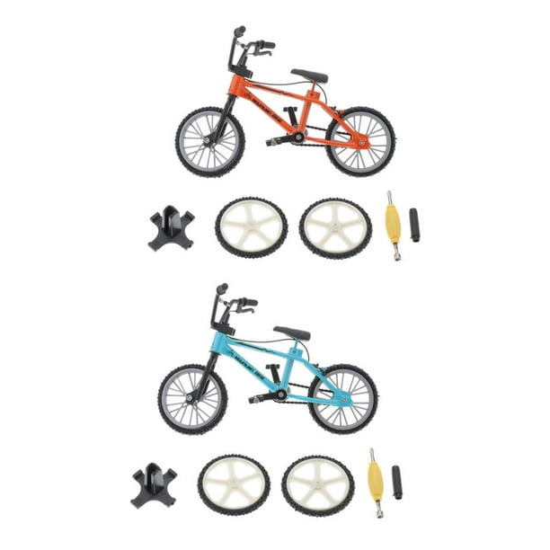 2 X Modelo De Aleación Finger Mountain Mini Bike Racing Modelo Cool Toy Set (bicicleta De Doble + Neumático De Repuesto + Juego De Herramientas) Macarena Mini Alloy Finger Bike Toy