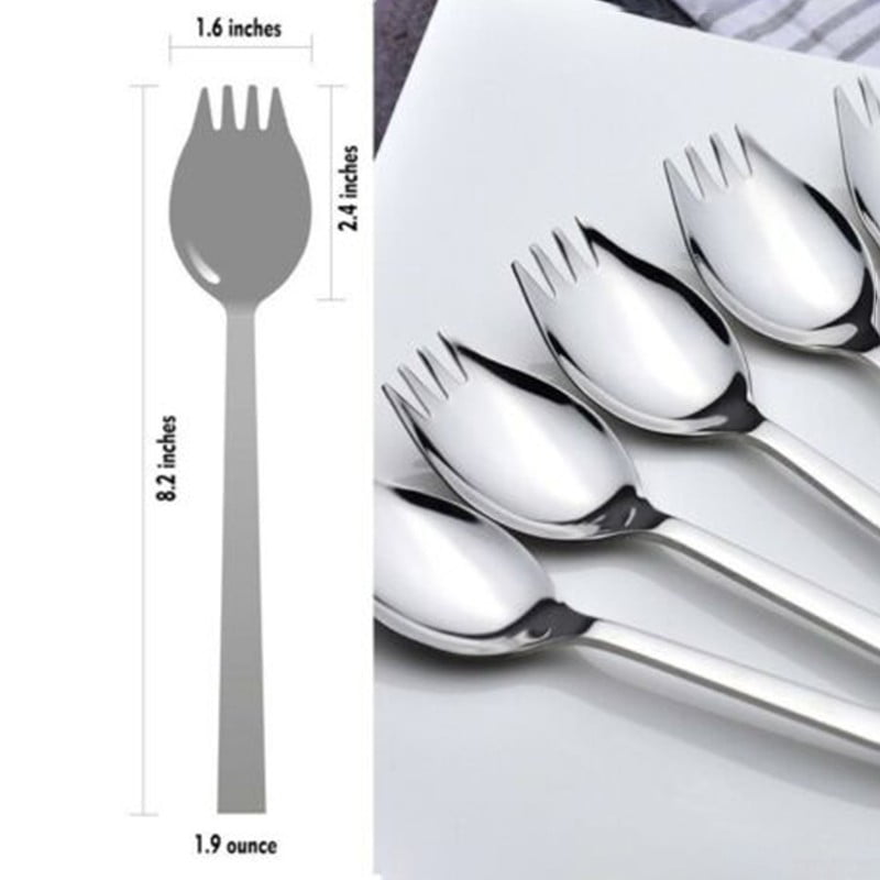 Long Handle Eco-Friendly Silverware Cutlery for Outdoor Travel Camping Buffet Forks 8.5 inch Spoon Fork in one Classic home Stainless Steel 18/10 Sporks Titanium Metal Spork Set of 6 21.5 cm 