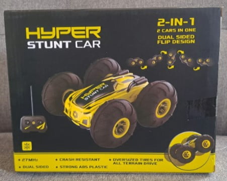 Hyper RC Stunt Car 360° Spin & Flip Remote Control Toy Vehicle with Oversized All-Terrain Tires, Yellow/Black