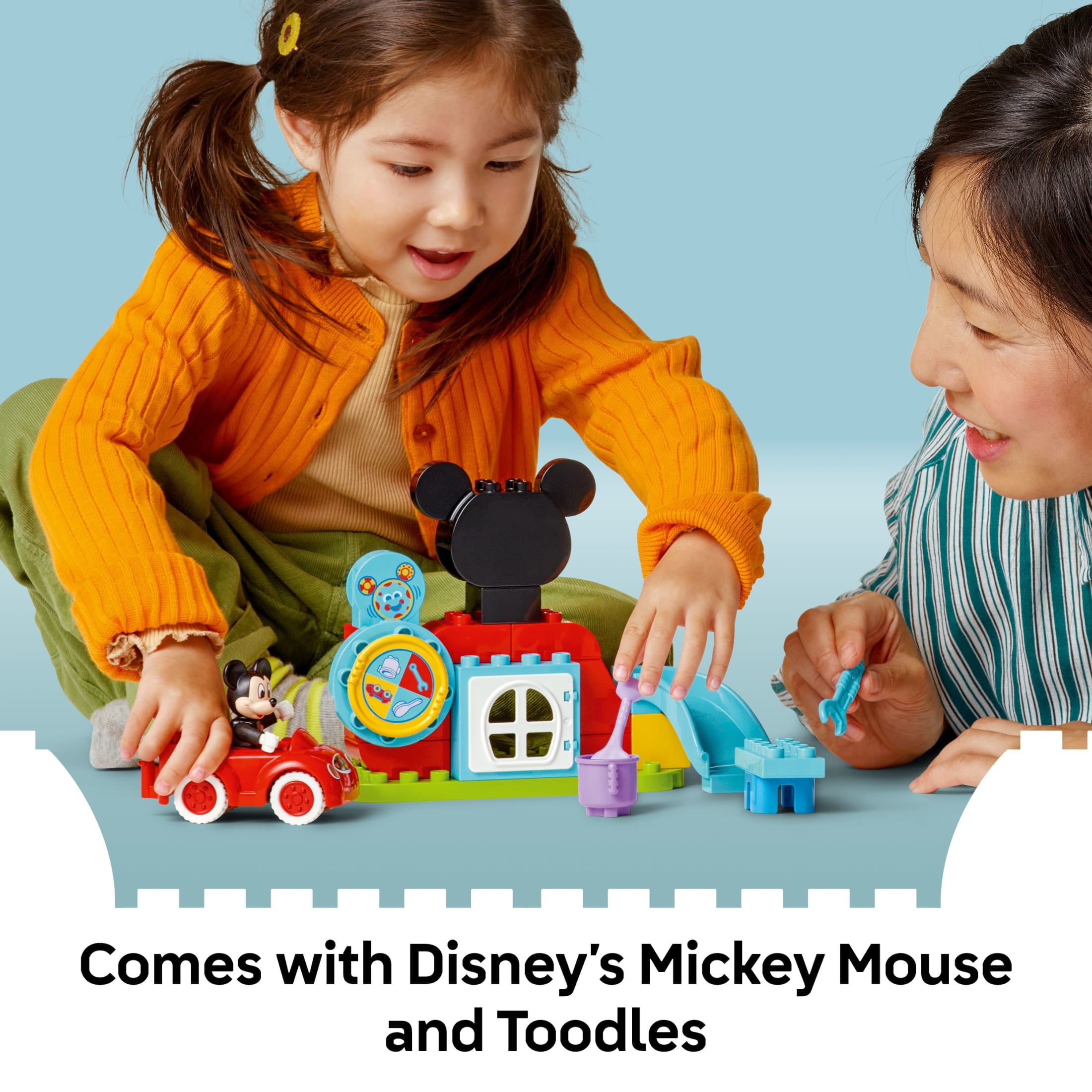 LEGO DUPLO Disney Mickey Mouse Clubhouse & Car Building Kit - Color Sorting Sensory Toy with Spinning Wheel - Toy for Toddlers, Girls, and Boys, Ages 2+ - Gift for Birthdays - 10454
