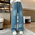 thumbnail image 6 of XXWXYD Clearence Girls Grunge Wide Leg Jeans 90s Inspired Denim Pants All-Year Casual Bottoms for Big Kids High-Rise Loose Jeans with Acid Wash Effect, 6 of 9