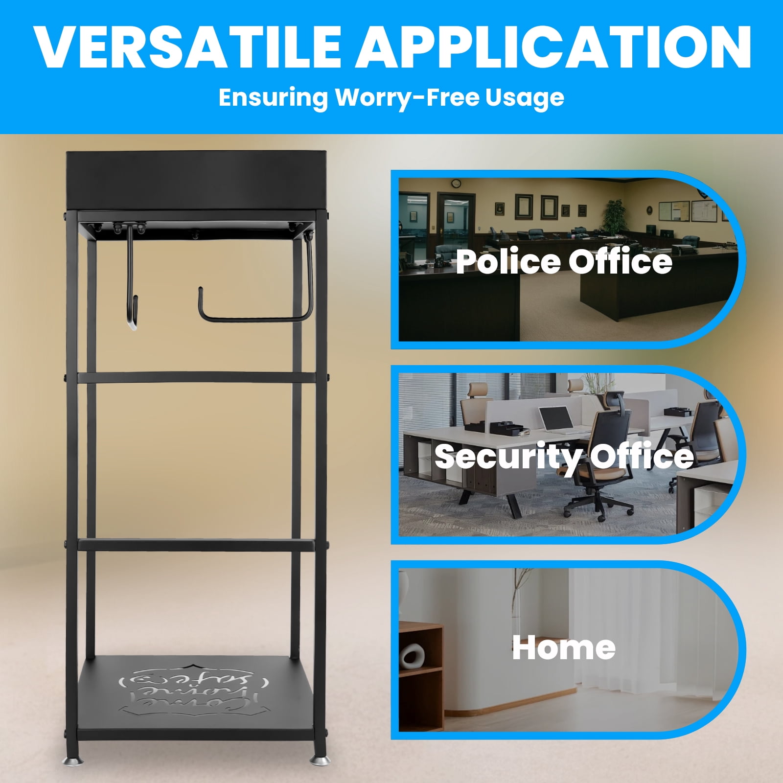 Police Gear Rack,Combination Lock Built To Last, 3 Hook Design Tactical Duty Gear Rack Decor , for Security Office, Greenhouse,Home