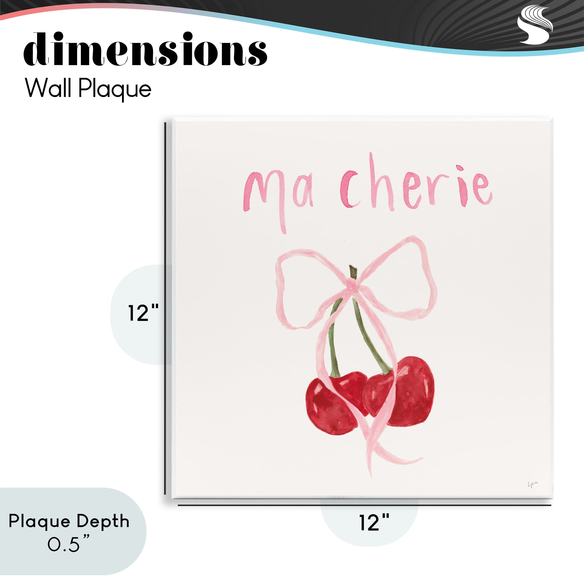 Stupell Industries Ma Cherie Ribboned Cherries Wall Plaque Art, design by Lucille Price