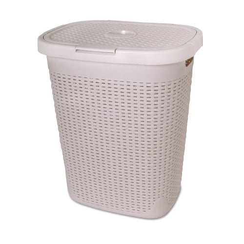Laundry Basket, Laundry Hamper with Lid, 50liter Deluxe Wicker Style