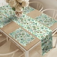 thumbnail image 2 of Ambesonne Floral Table Runner & Placemats, Pastel Nature, Placemat 4 pcs + Runner 16"x72", Mint Green Sky Blue, 2 of 2