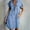 Blue, variant on Jophufed Women's Dress Casual Short Sleeve Jeans Zipper Dresses Slim Solid Color Denim Short Dress