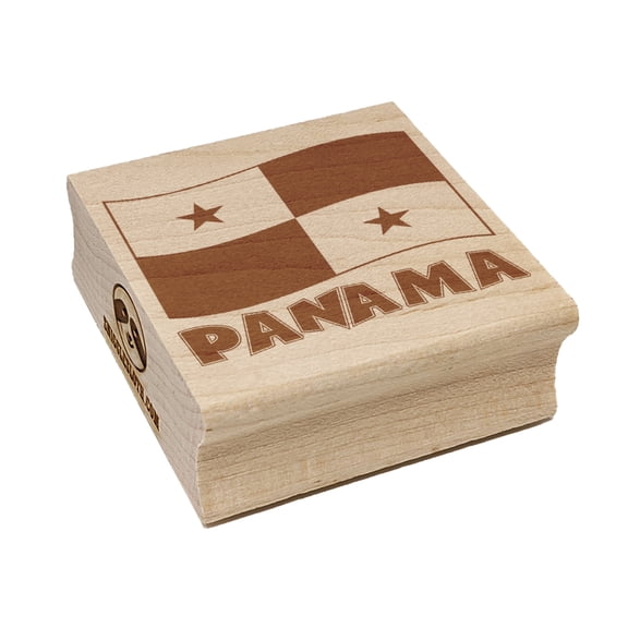 Panama with Waving Flag Cute Square Rubber Stamp Stamping Scrapbooking Crafting - Small 1.25in