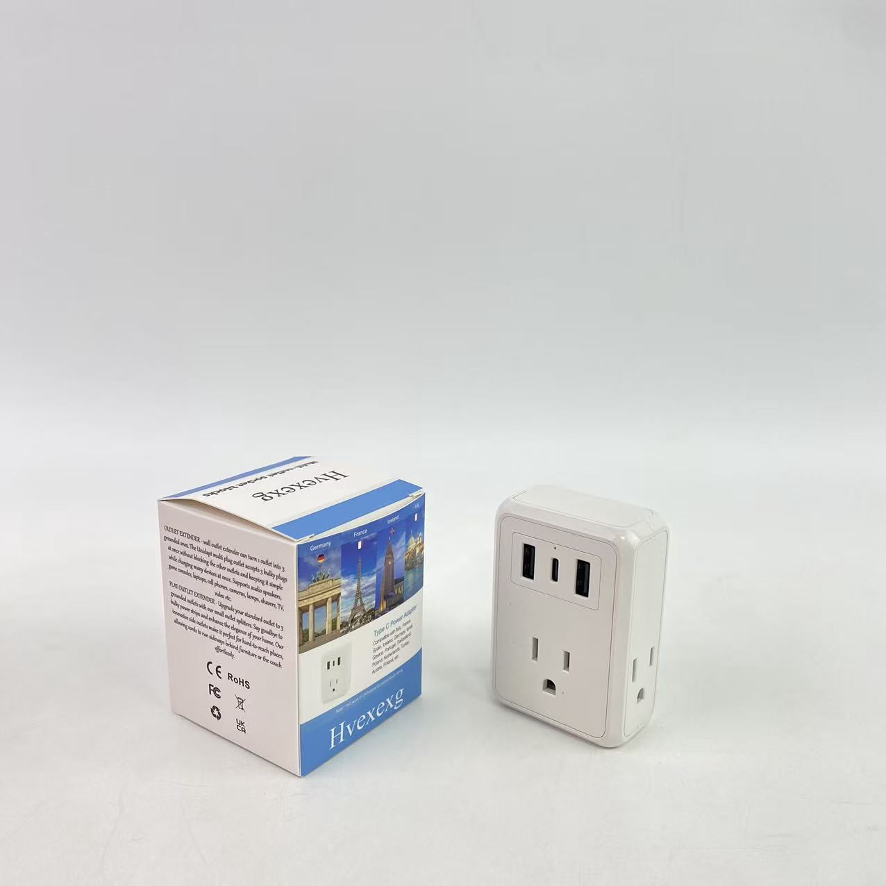 Hvexexg Multi-outlet socket blocks,Multi Plug Outlet Splitter, Multiple Outlets Extender Adapter with AC Power Socket, Side Splitter Box, Wall Tap Plug Expander for Home Hotel Office Dorm Essentials