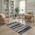 thumbnail image 2 of ODIKA 4'x6' Washable Area Rug Pet Friendly, Non-Shedding Vintage Distressed Pinstripe Block Border Farmhouse Even Striped Flowing Dynamic for Bedroom, Reading Nook, 2 of 7
