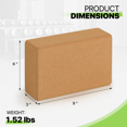 thumbnail image 3 of Magshion Natural Cork Yoga Block 9"x6"x3", Non-Slip Yoga Brick, Easy Grip Surface for Stability Strength Training, Brown, 3 of 10