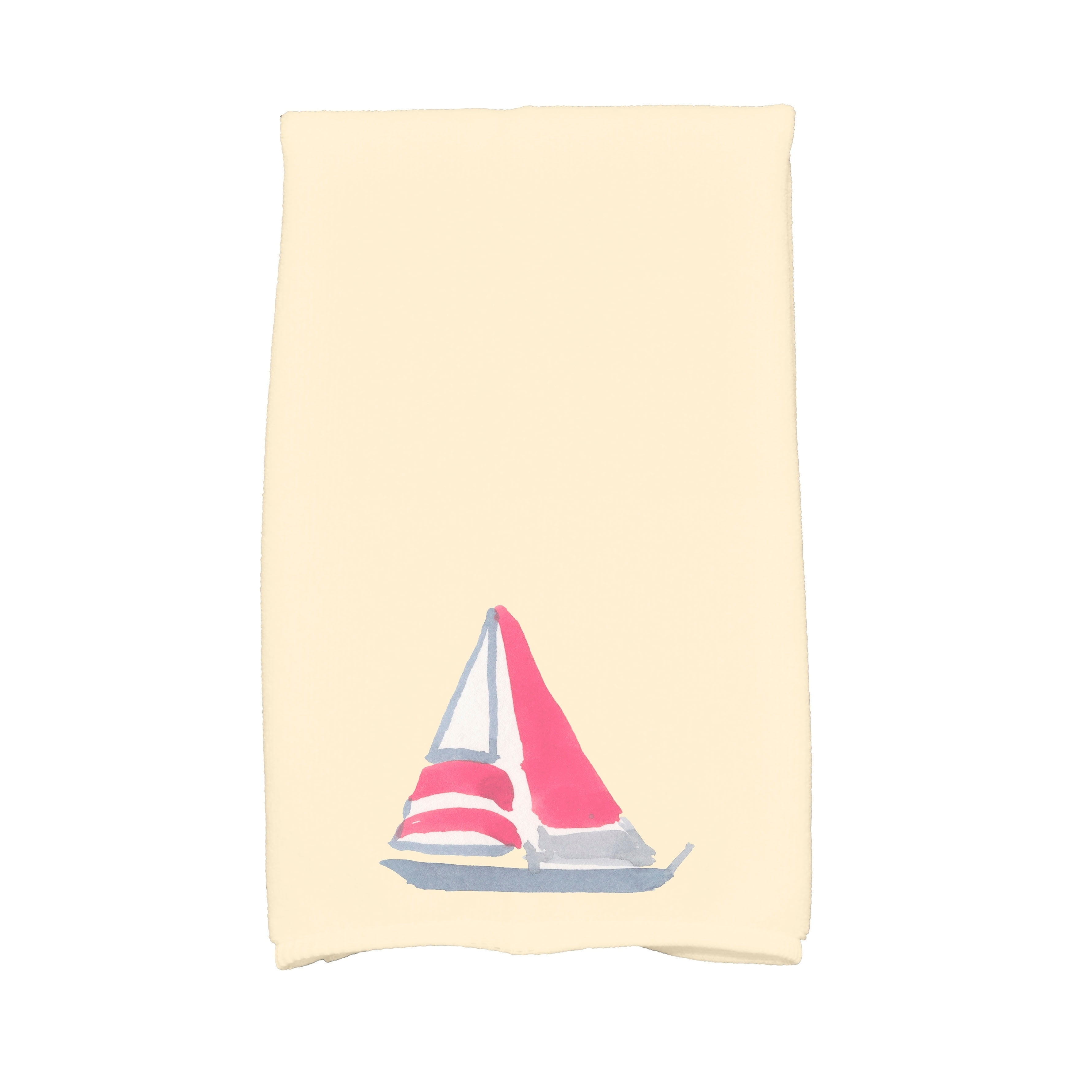 Simply Daisy, 16 x 25 Inch, Sail Away, Geometric Print Kitchen Towel, Ivory