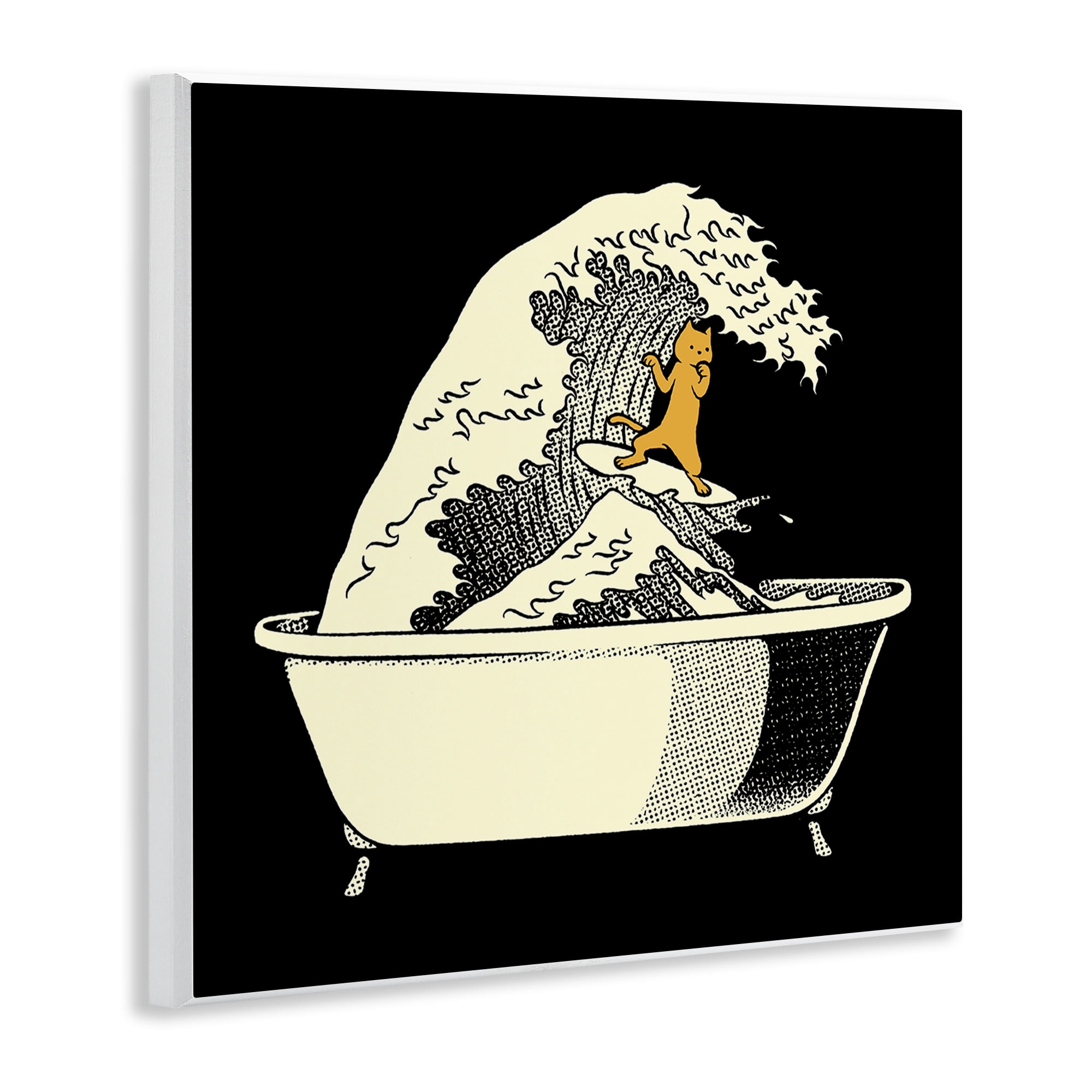 Stupell Industries Kanagawa Bathtub Cat Wall Plaque Art, design by Tobe Fonseca