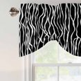 thumbnail image 5 of Black Stripe Tie Up Valances Curtain, Adjustable Kitchen Retro Abstract Art Geometric Black Stripe Waves Valances for Windows Decor, Rod Pocket Short Curtains Set for Bedroom/Bathroom, 54"x18", 5 of 9