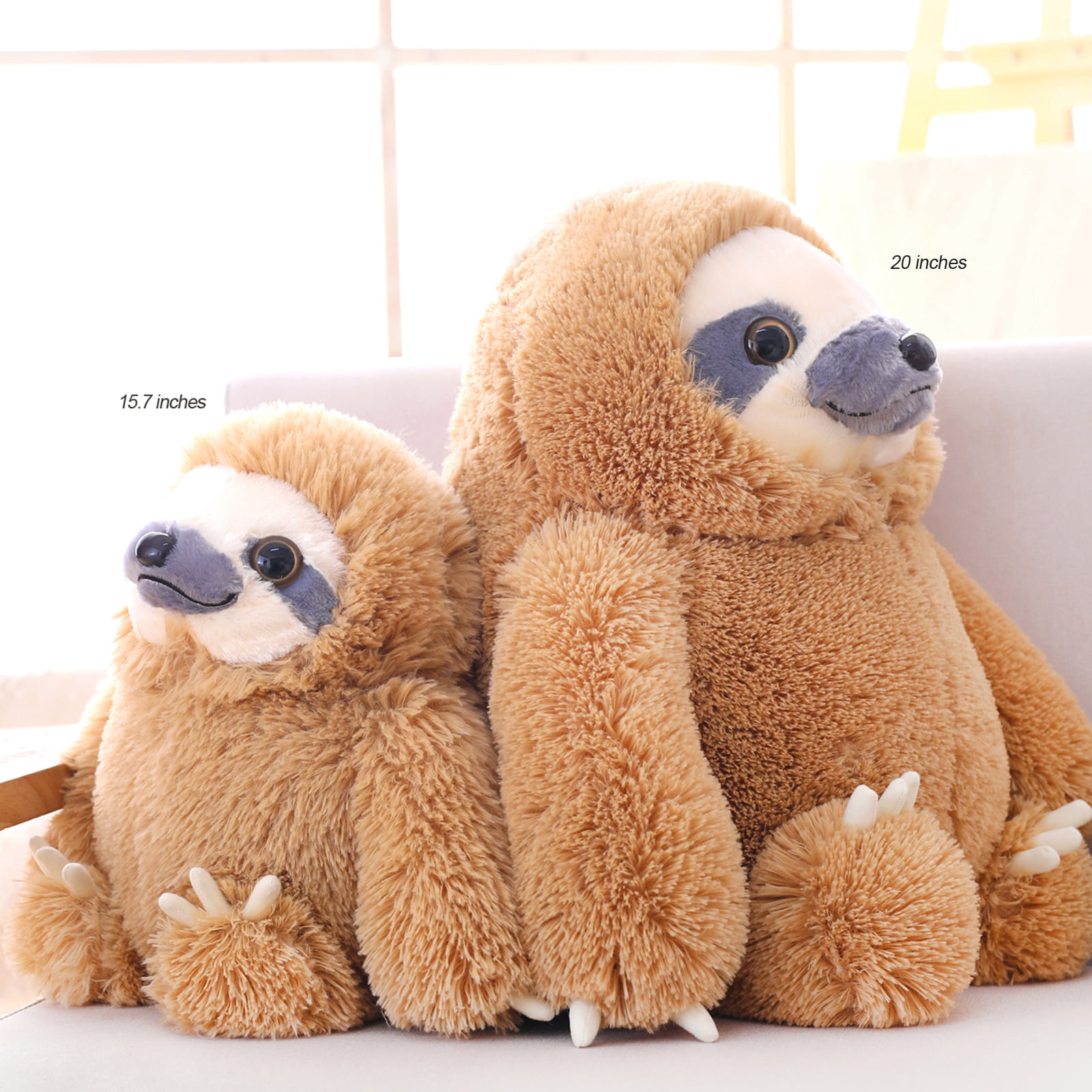 Winsterch Giant Fluffy Sloth Stuffed Animal Toy for Kids Large Plush Sloth Toy B 