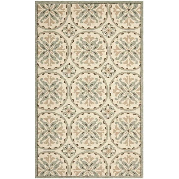 SAFAVIEH Four Seasons Saranna Geometric Area Rug, Green/Brown, 3'6" x 5'6"