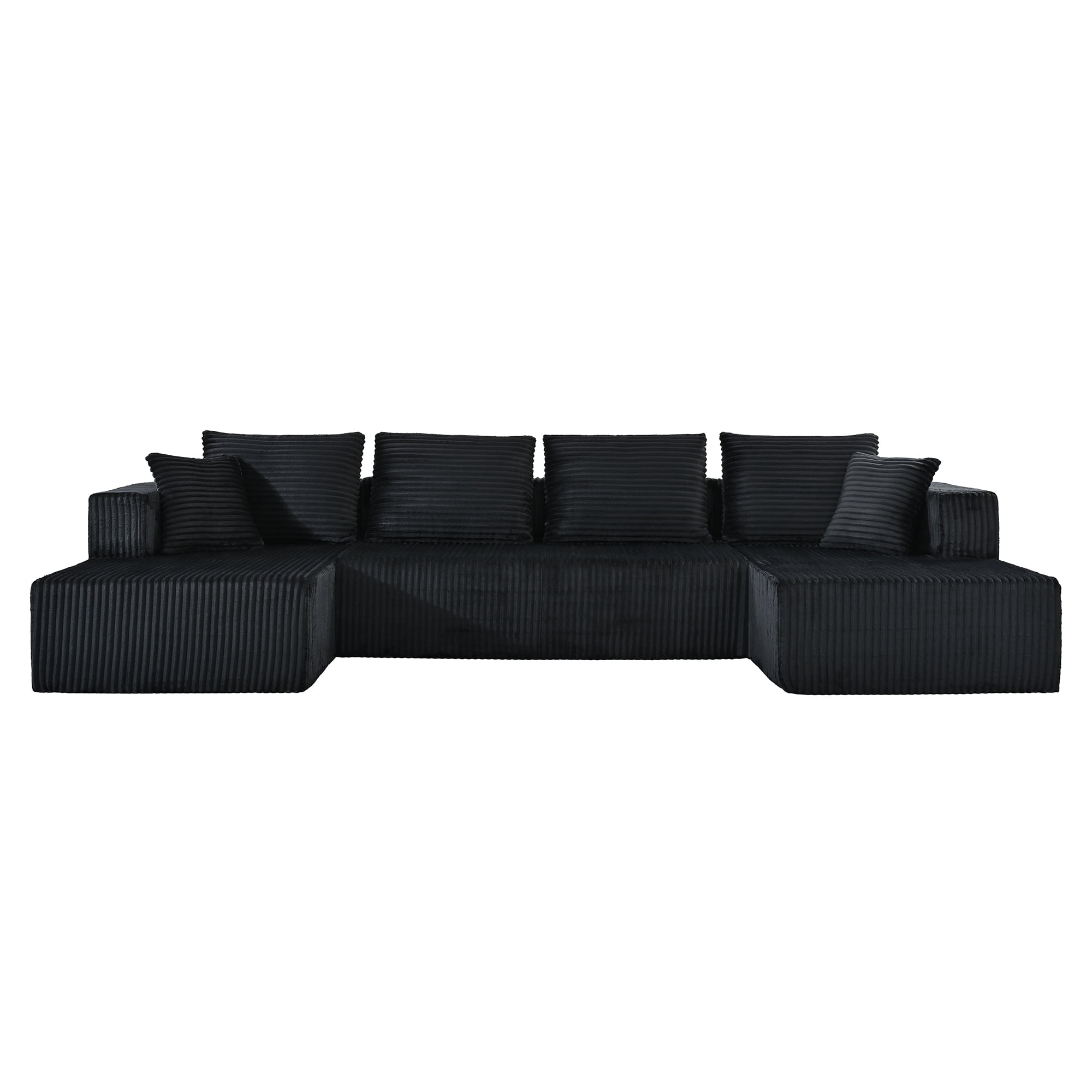 Leumius 132" U Shaped Cloud Couch Sectional Sofa,Modular Sectional Sofa with Double Chaise,Oversized Deep Seat Boneless Couch for Living Room,No Assembly Required,Black