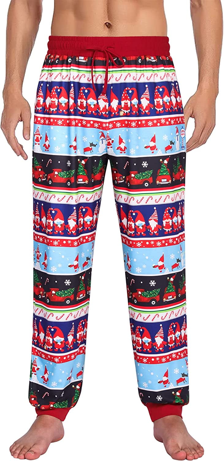 Mens Christmas Pajamas Pants Soft Pjs Bottom Holiday Pajama Pants With ...