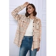 thumbnail image 2 of HSHDLDF Womens Casual Plaid Shacket Button Down Long Sleeve Shirt, 2 of 3