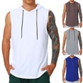 thumbnail image 1 of Yuyuzo Mens Tank Tops Sleeveless Hoodies Drawstring Hooded T Shirts Gym Workout Running Exercise Tees, 1 of 4