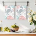 thumbnail image 2 of Teal Red Crab Coastal Kitchen Towels Set of 3, Summer Coral Nautical Soft Microfiber Dish Towels, Absorbent Quick-Dry Washable Dishcloths for Kitchen Cleaning, Drying Dishes, 18x28 Inches, 2 of 9