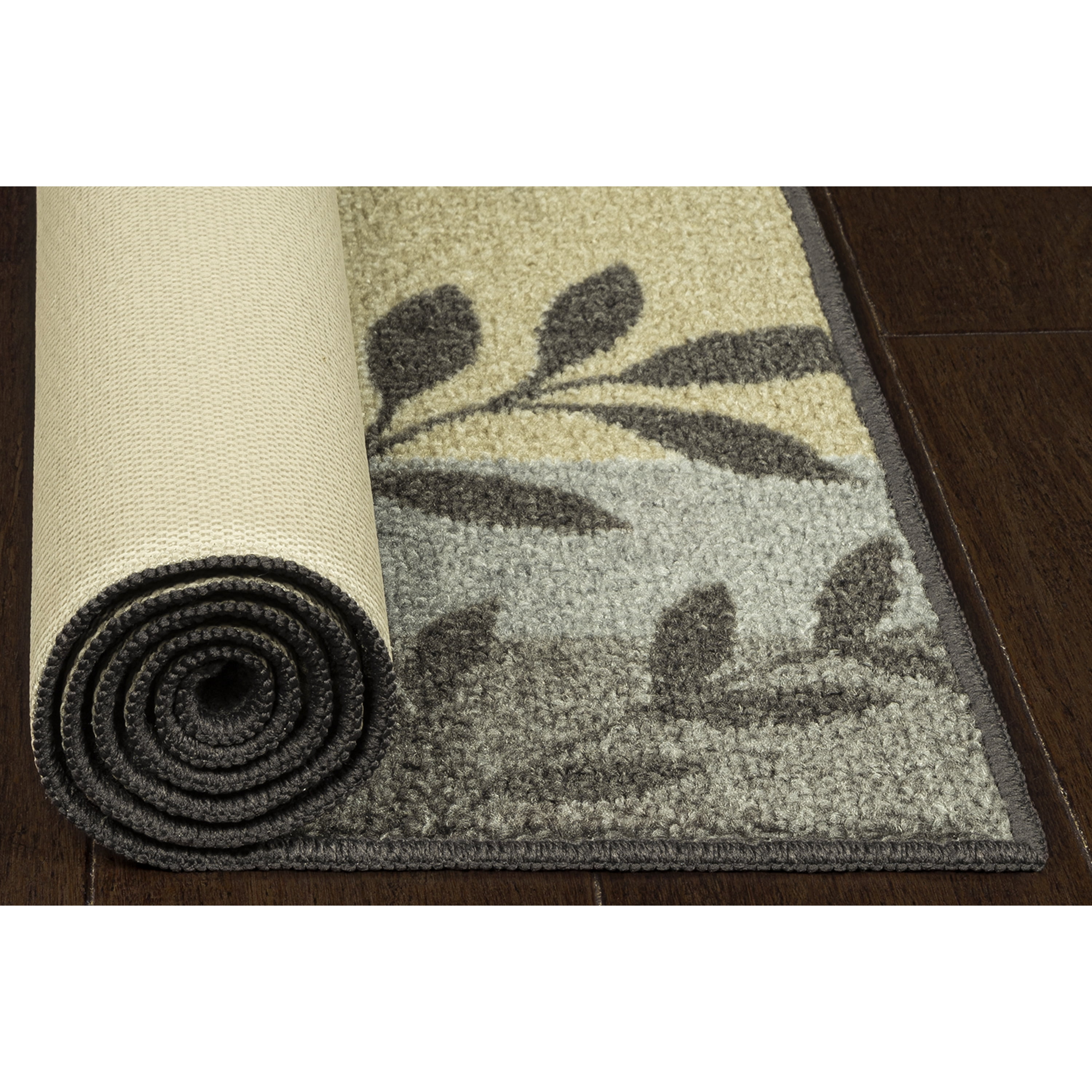 Mainstays Gray Leaf Block Print Indoor Accent Rug, 2'6" x 3'10", For Home Decor