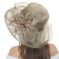 thumbnail image 2 of iHPH7 Sun Protection Hat Organza Hat Sun Hats for Women Beach Hats for Women Derby Hats for Women, Khaki One Size, 2 of 5