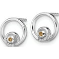 thumbnail image 2 of Sterling Silver Rh Plated White Ice .03Ct. Dia. And Citrine Post Earrings (Width 10) (Length 10) - Jbsp, 2 of 5