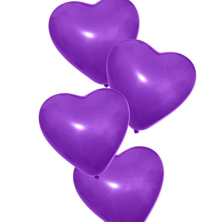 50 x Heart Latex Balloons for Party Decoration, Deco for Wedding, Anniversary Party, Purple