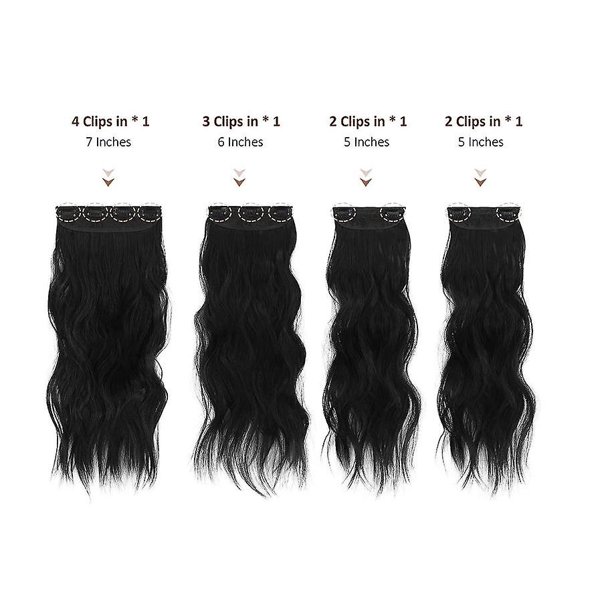 Peluca Mujer Peluca rizada larga Pieza de peluca femenina Pieza de cuatro piezas Clip Cabello Fibra química Pieza de extensión de cabello Ondulación de agua Pieza de peluca de cabello rizado (cuatro ZefeiWu 1327533586245