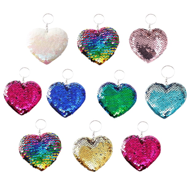 GOOHOCHY 10 piezas llavero en forma de corazón llavero decoración de la llave brillo llavero bolsa colgante