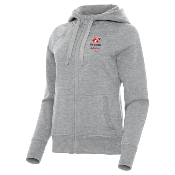 Women's-Antigua  Heather Gray Brad Keselowski Victory Full-Zip Hoodie