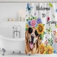 thumbnail image 2 of Spring Dog Shower Curtain Set - Extra Long 72" x 96" Washable Bathtub Curtain with 12 Hooks, Watercolor Botanical Floral Sunflower Waterproof Fabric Stall Shower Curtains for Bathroom/Bathtub Décor, 2 of 6