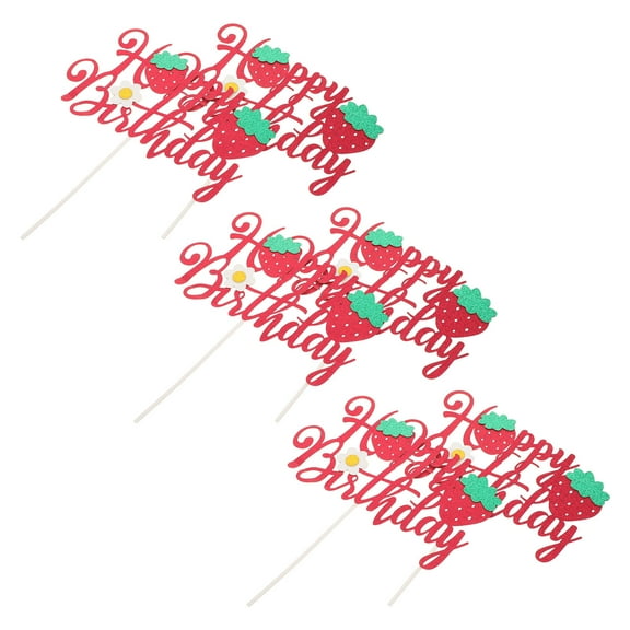 ELAYARD Reusable Red Strawberry Cake Toppers for Birthday Party Decorations, 6 Pieces, Perfect for Cakes and