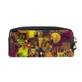 thumbnail image 2 of YFYANG Leather Portable Travel Small Makeup Bag, Multifunctional Storage Bag, Retro Abstract Notes Pattern Cosmetic Bag, 2 of 4