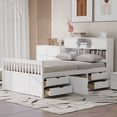 thumbnail image 2 of Full Size Captain Platform Bed Frame - 4 Drawers with Storage Bookcases & Shelves for Bedroom,White, 2 of 21
