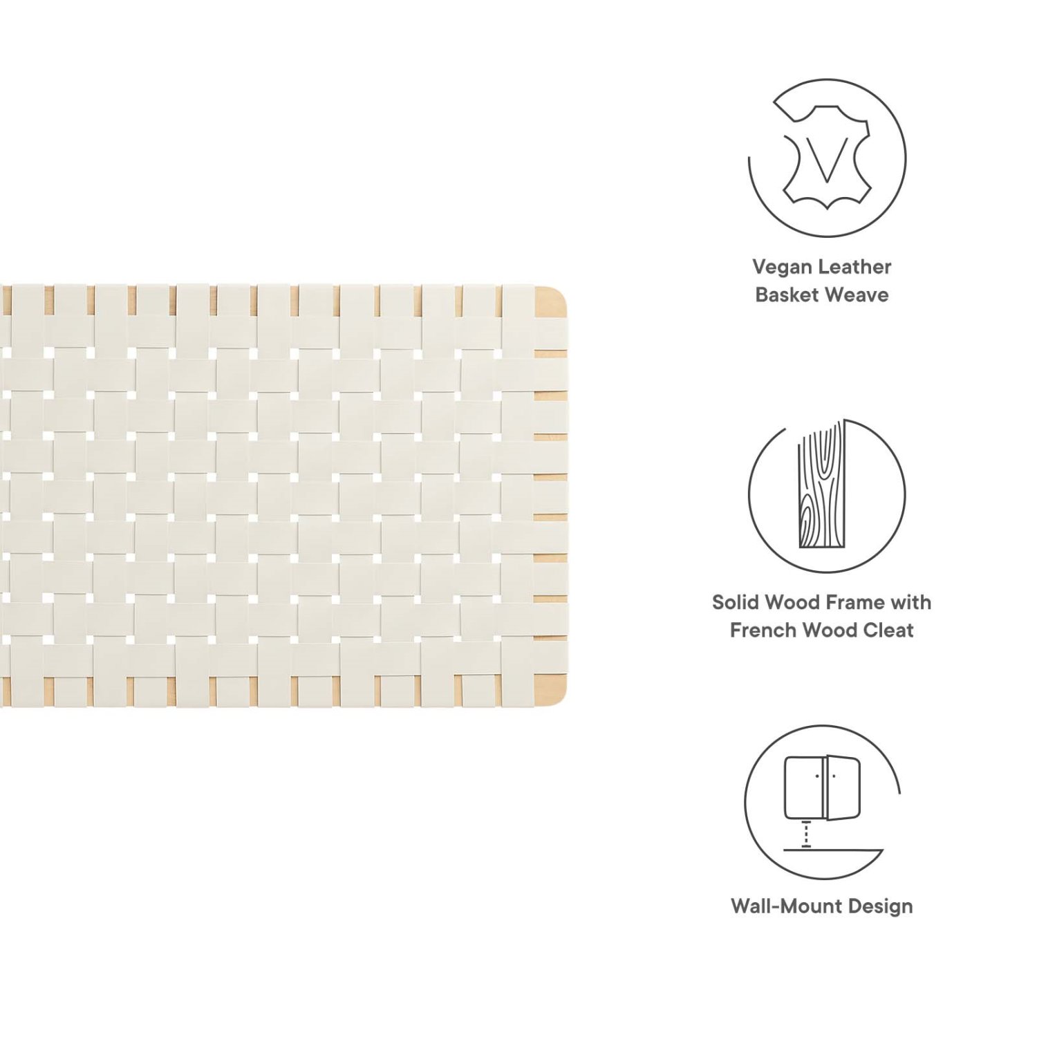 Headboard, Full Size, Natural Beige, Vegan Leather, Bedroom, Modern Contemporary HB36752