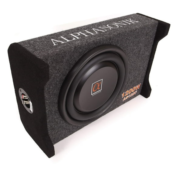Alphasonik As10Df Sub Woofer Plano Cerrado De 10"", 1200 Vatios, 4 Ohmios, Montaje Superficial, Para Espacios Reducidos En Automóviles Y Camiones, Subwoofer Delgado Y Cargado, Caja De Graves Sellada H