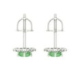 thumbnail image 4 of Clara Pucci 1.18 ct Brilliant Round Cut Halo Studs VVS1 Genuine Conflict free Green Zircon Solid 18K White Gold Designer Everyday Earrings Screw back, 4 of 5