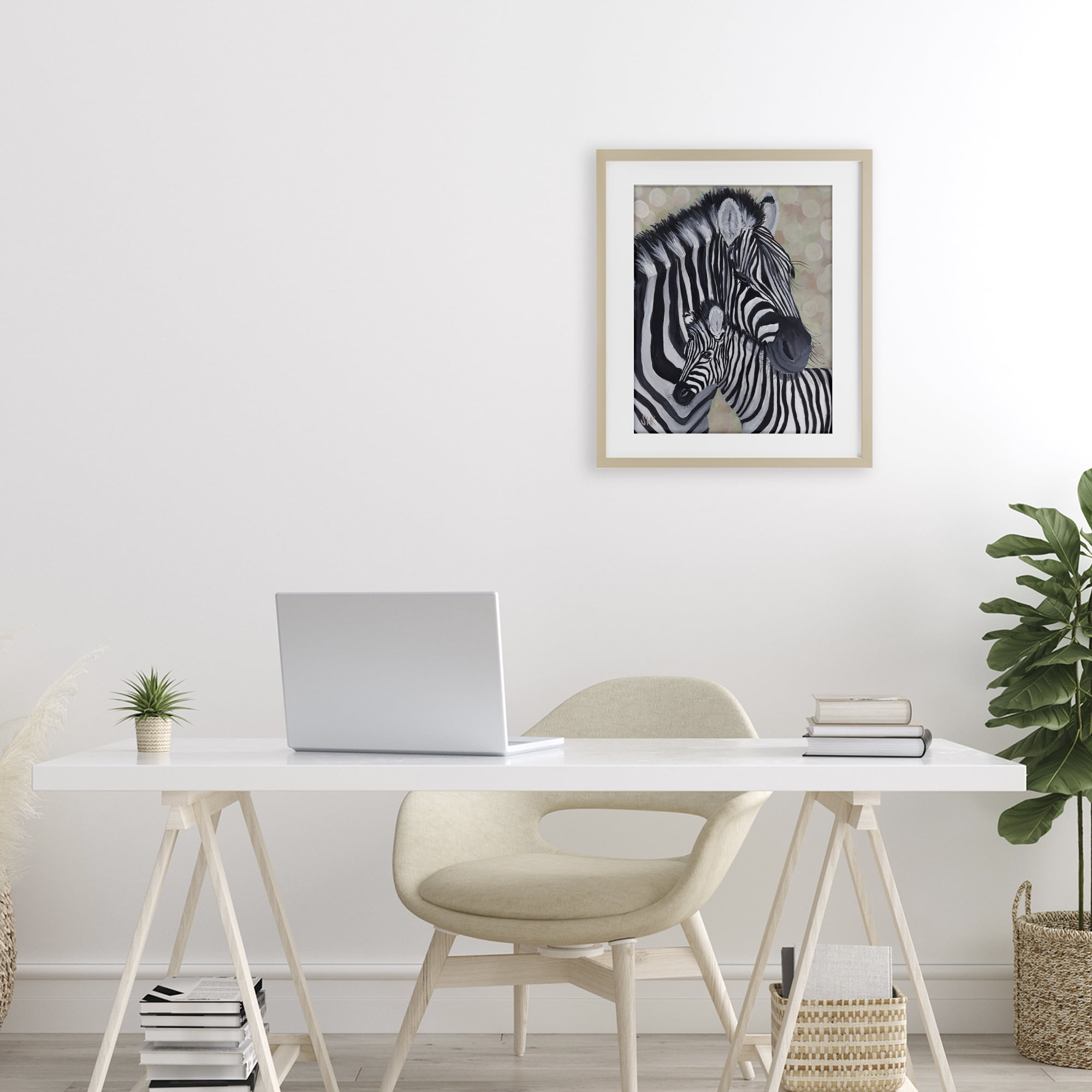 Stupell Industries Mama Zebra & Her Foal Birch Framed Print Under Glass, design by Sarah Waldron Kimball