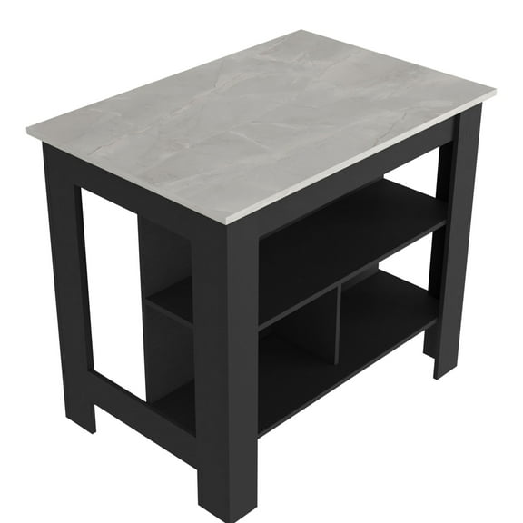 Newboti Furniture Brooklyn Kitchen Island, Three Concealed Shelves 47470