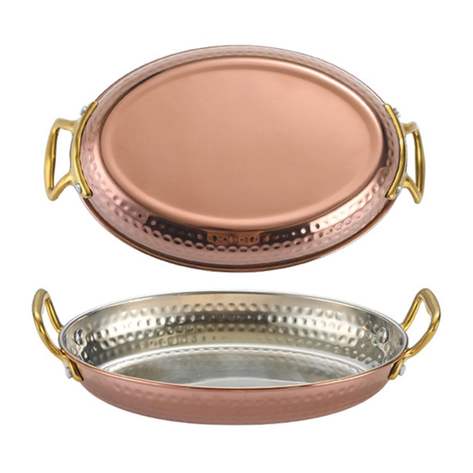 Nallwabiu 20cm Stainless Steel Pan, Copper Finish Frying Pan Non Stick Safe, Oven Safe Skillet for Vegetables, Omelets, Family Meals