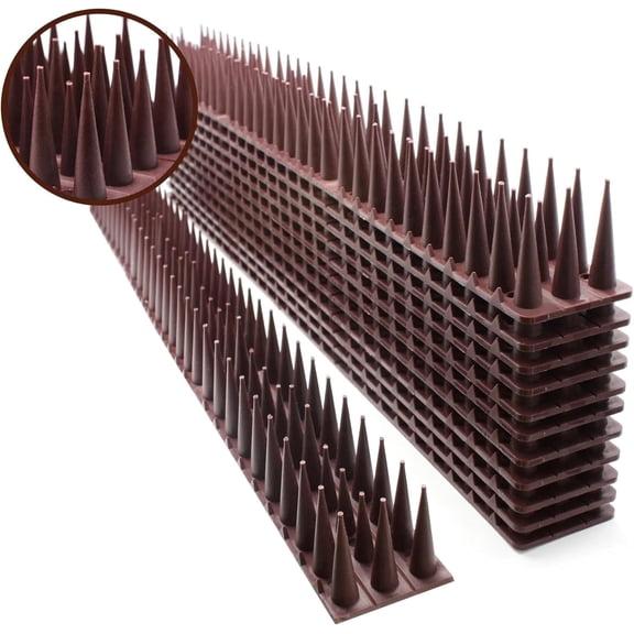 12 Pack Plastic Spikes Brown Protect Your Sofa, Garden, Outdoor Walls, Plastic Security Fence Spikes